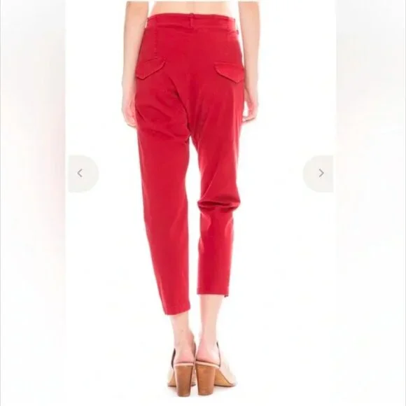 Nili Lotan Cropped Pants Women’s Size 2 Red Drop Crotch - Picture 8 of 10